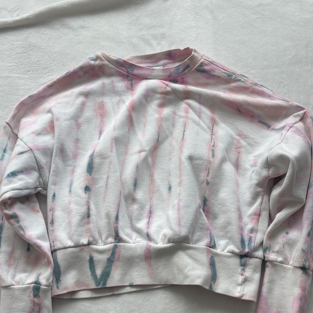 Old Navy Pink and Green Tie-Dye Crew Neck Sweater